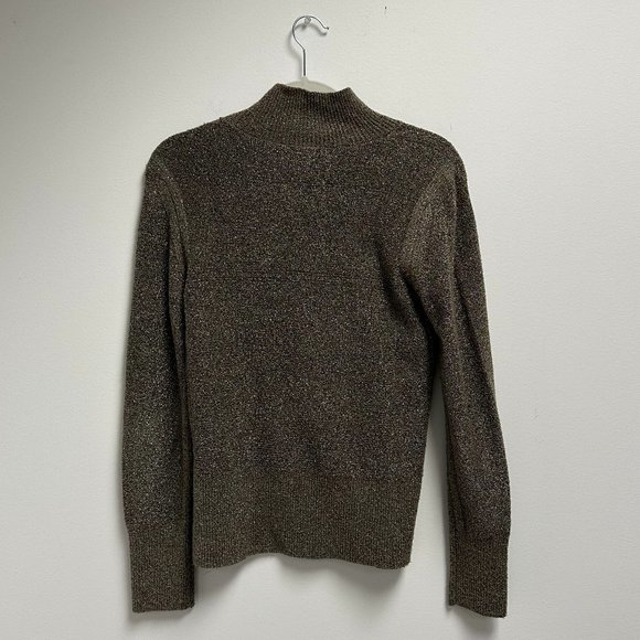 Reiss Jemima Turtleneck Sweater Metallic Top Gold Bronze Sparkle - Picture 3 of 3